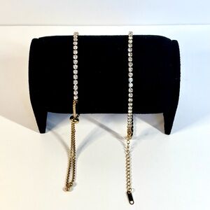 18k yellow gold-plated tennis bracelet and anklet set